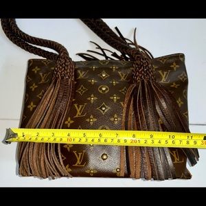 Vintage Boho Revamped Louis Vuitton Purse with Fringe and Studs